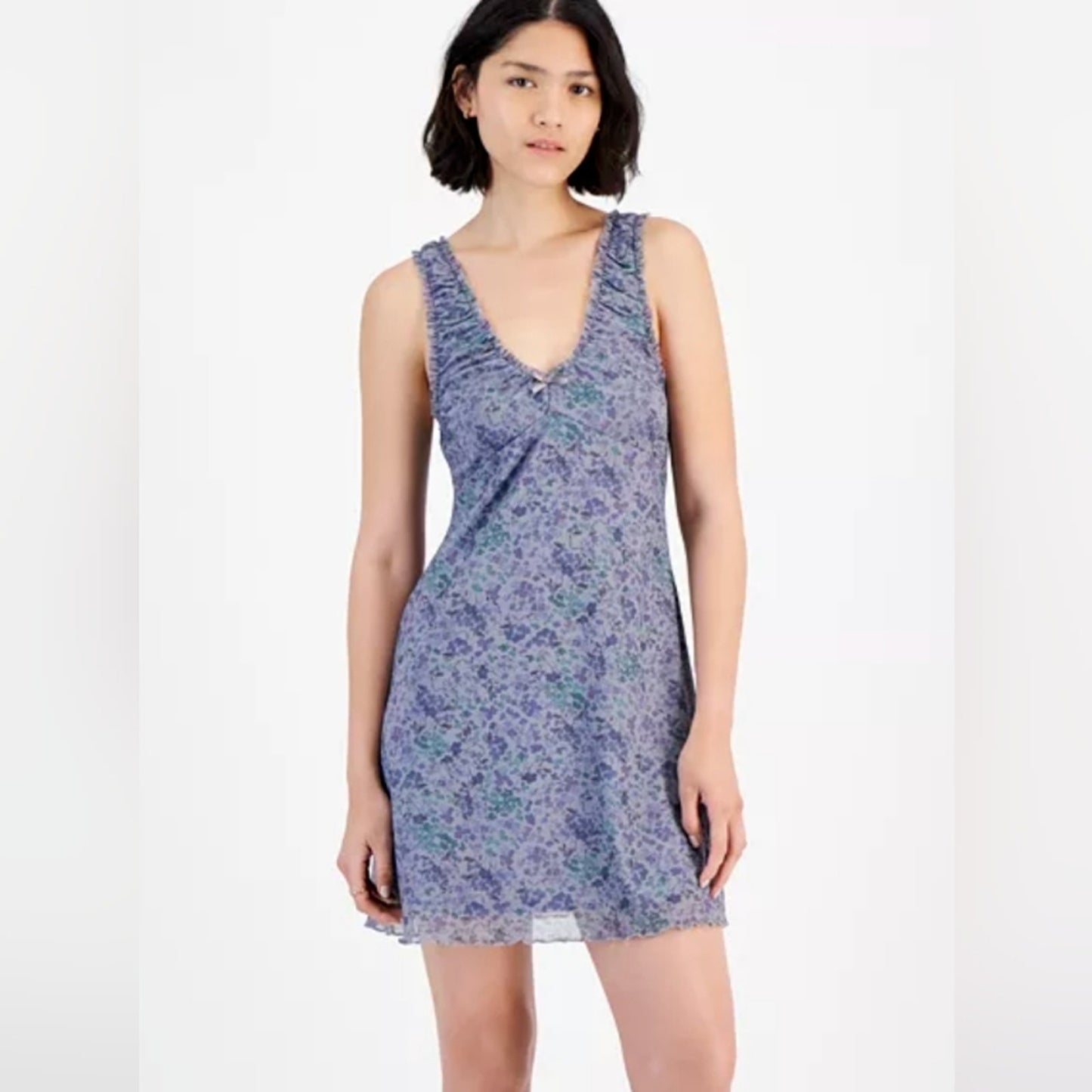 Hippie Rose Juniors Blue V-Neck Dress Y2K Size M
