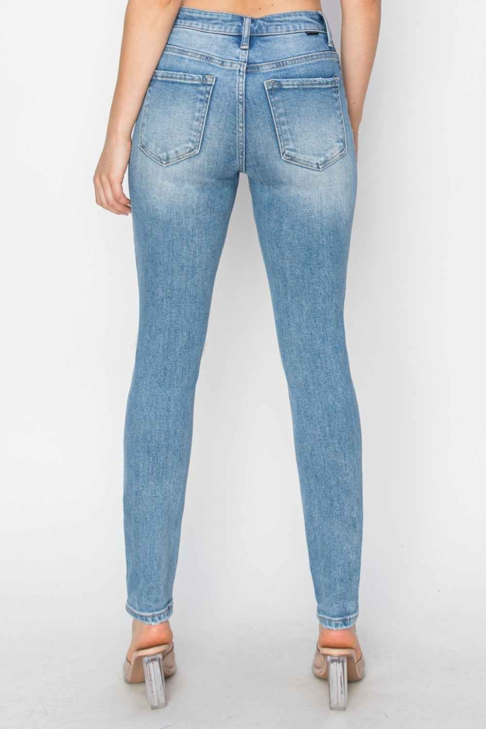 Risen Full Size High Rise Knee Distressed Skinny Jeans - Scarlett's Riverside Boutique 