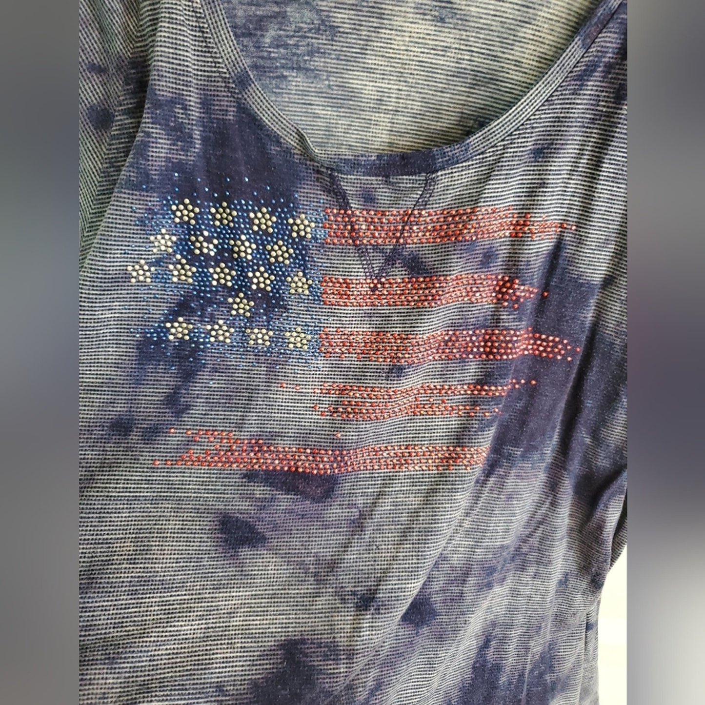 Vintage-Vibe USA Flag Tee | Navy Tie Dye | Size 2XL #68