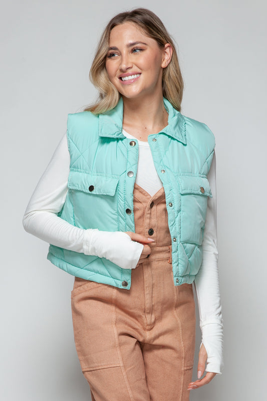 Tiffany Snap Down Quilted Crop Vest