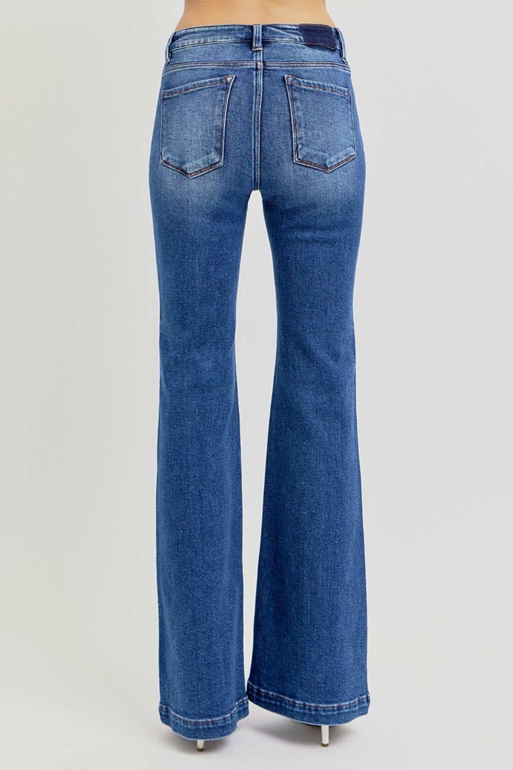 RISEN Full Size Low Rise Flare Jeans with Pockets - Scarlett's Riverside Boutique 