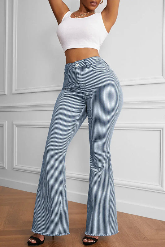 Blue And White Striped Pants - Scarlett's Riverside Boutique 