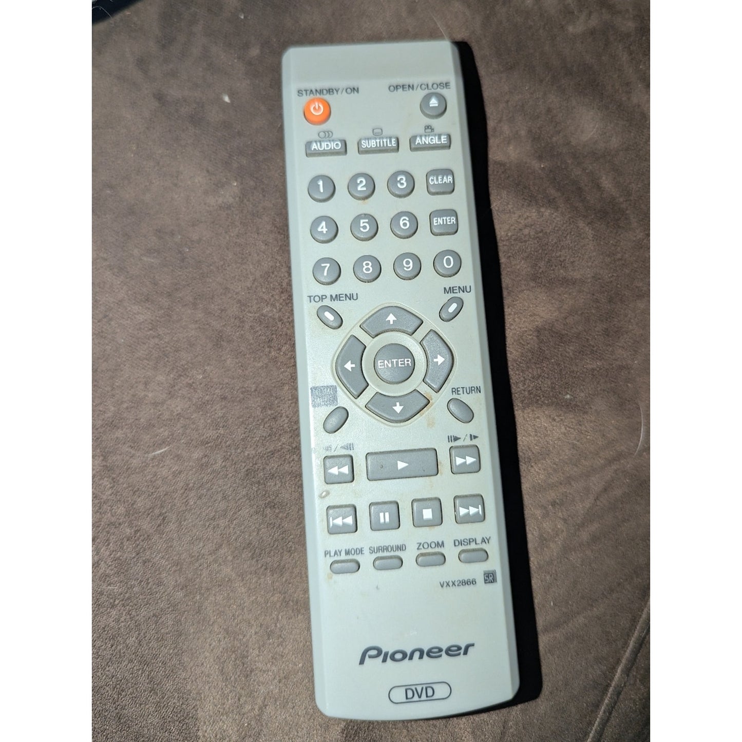Pioneer DVD Remote Control VXX2866 Genuine OEM Replacement Gray Tested Working