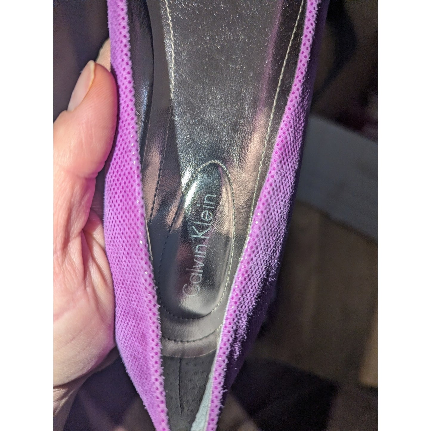 Calvin Klein Purple Embellished Ballet Flats Women’s Size 7.5 M Slip On Dress Sh
