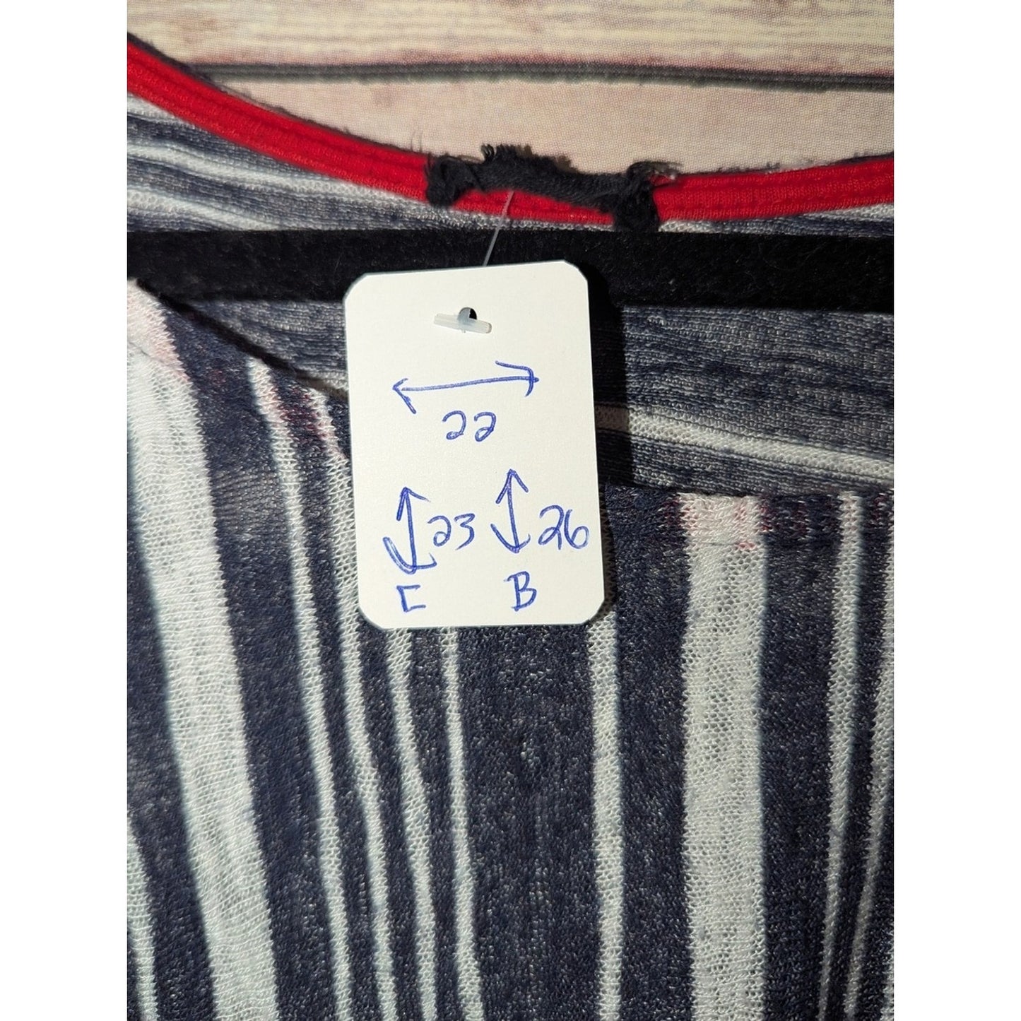 Striped Twist Front Top Short Sleeve Blue White Blouse Casual Lightweight Sz. M