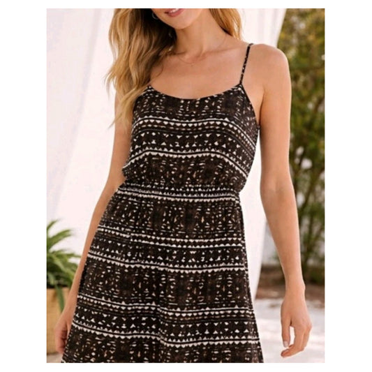 J. Crew Black White Geometric Floral Sundress Mini Dress Built In Slit