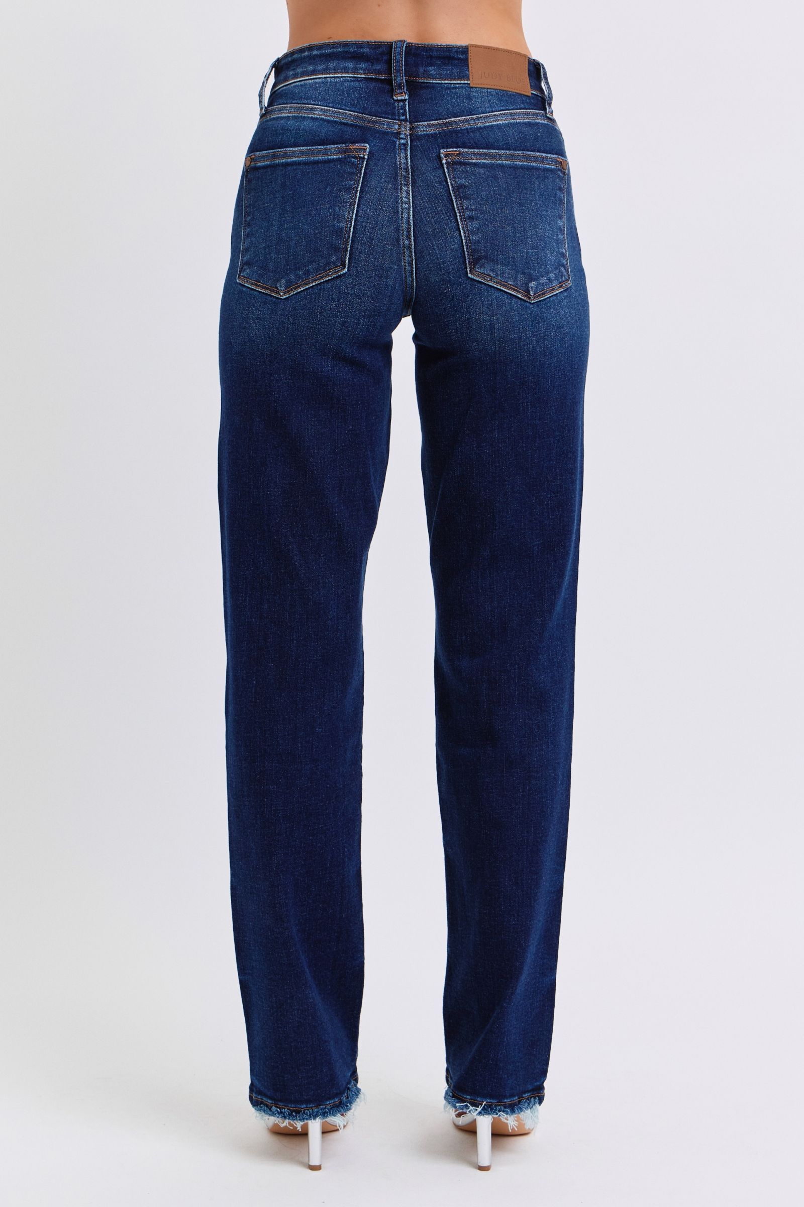 Judy Blue Full Size Raw Hem Straight Leg Jeans - Scarlett's Riverside Boutique 