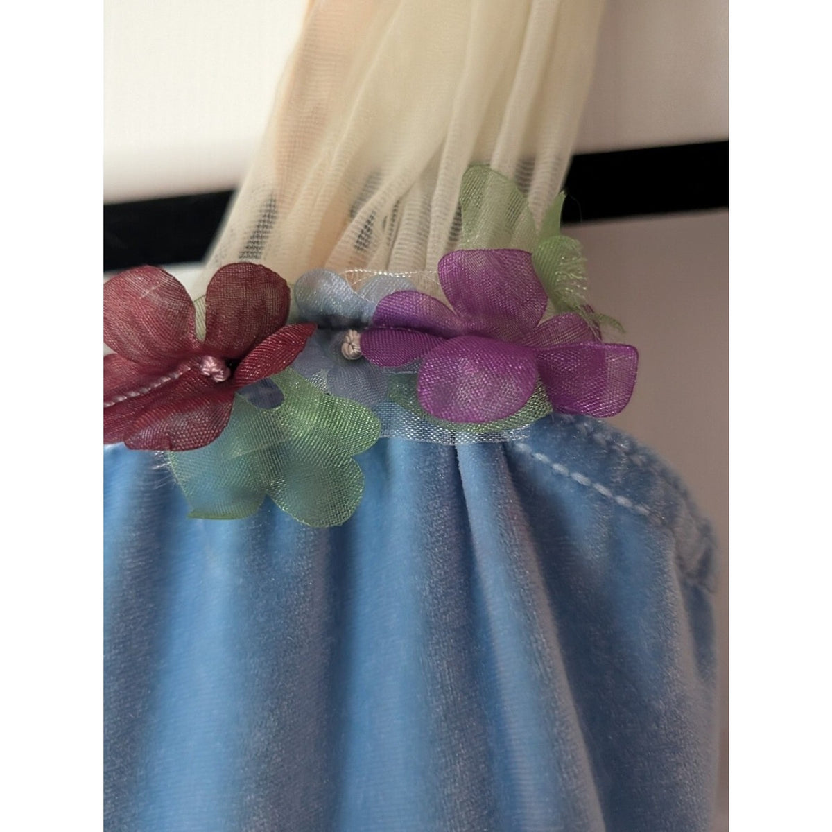 costume gallery girls medium fairy princess dress blue ivory floral tulle sequin