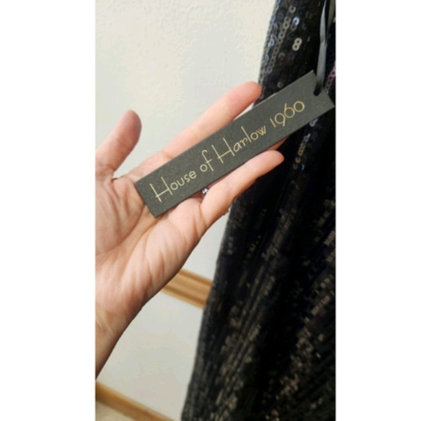 House of Harlow 1960 Pants 2 Black Sequined Wide Leg Disco Party Club Holiday