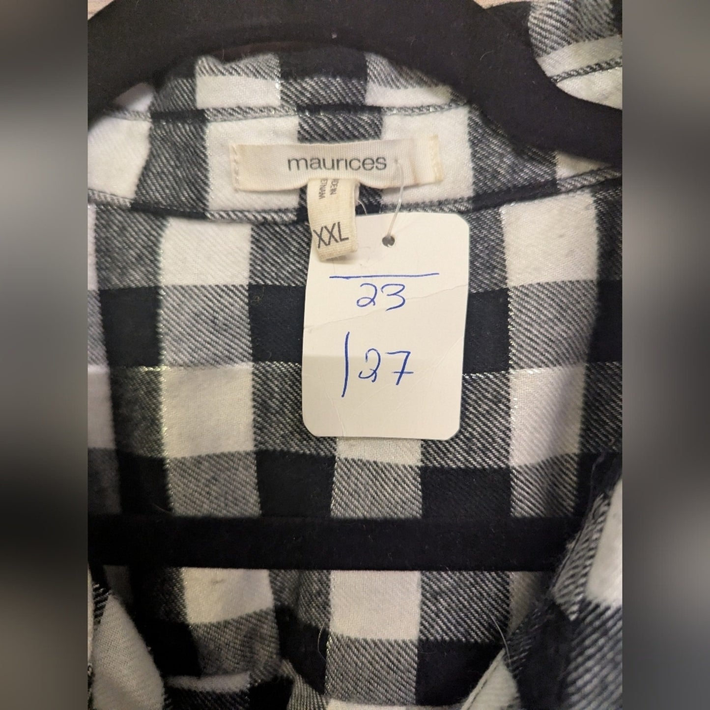 Maurices Buffalo Plaid Button Down Shirt Size 2XL BLK,WT Shimmer #C9