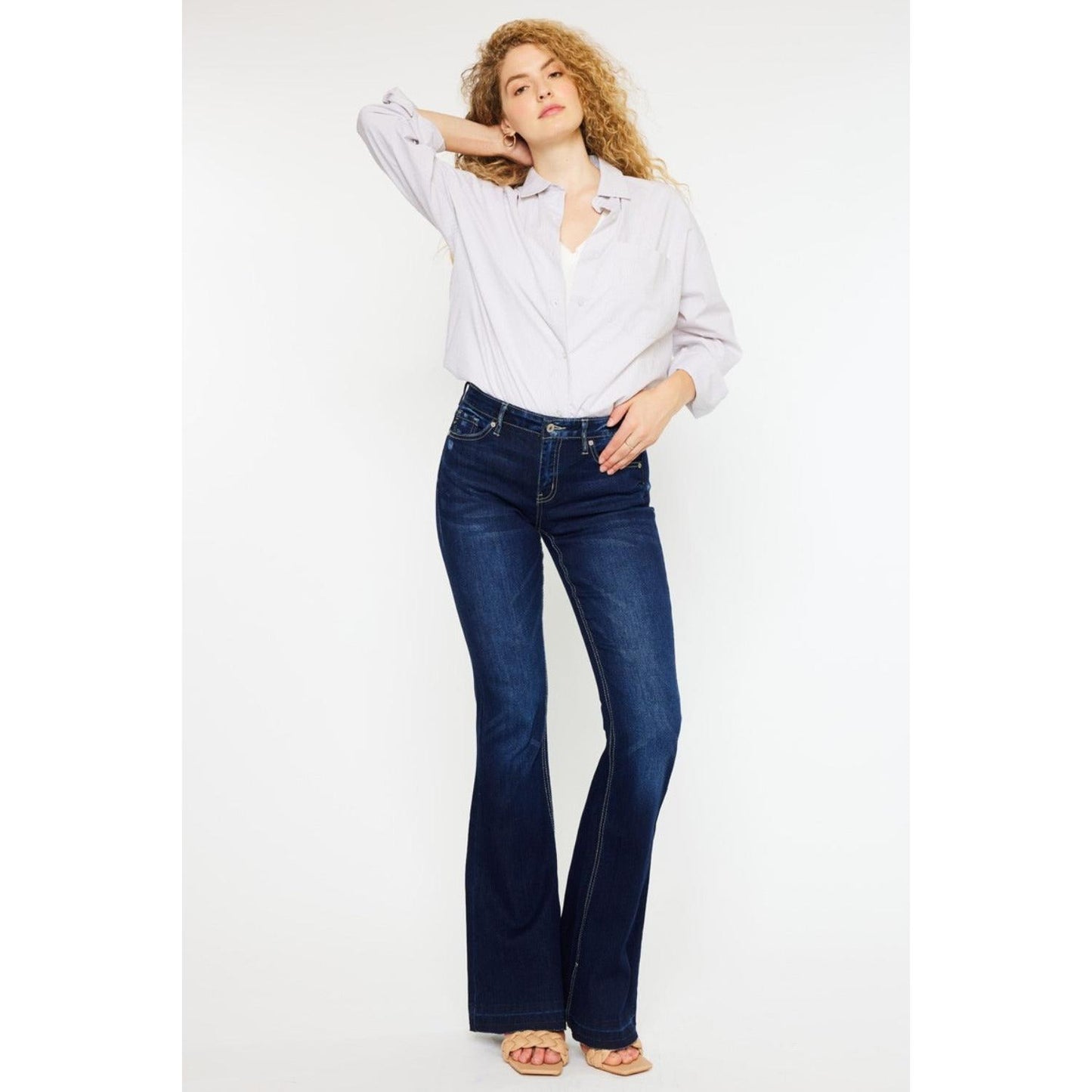 Kancan Mid Rise Slim Flare Jeans