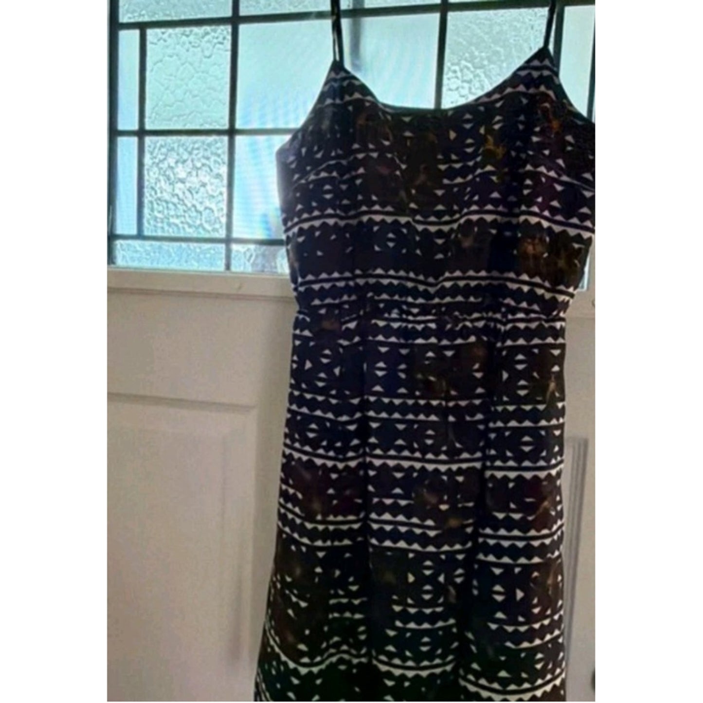 J. Crew Black White Geometric Floral Sundress Mini Dress Built In Slit