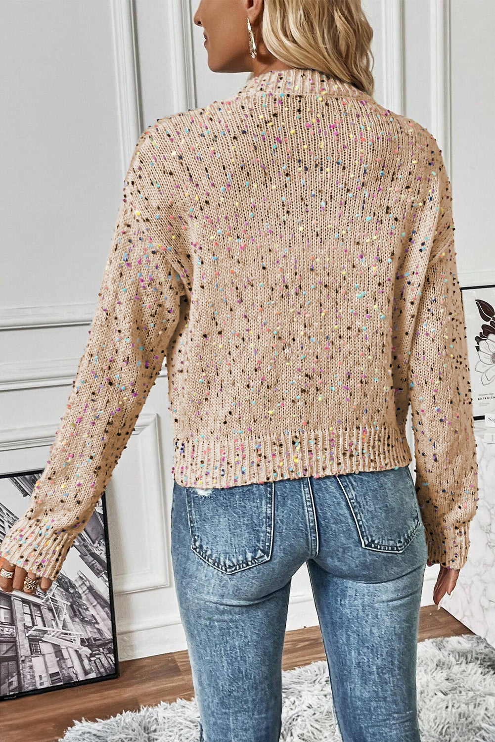 Apricot Multicolor Confetti Sweater Cardigan - Scarlett's Riverside Boutique 