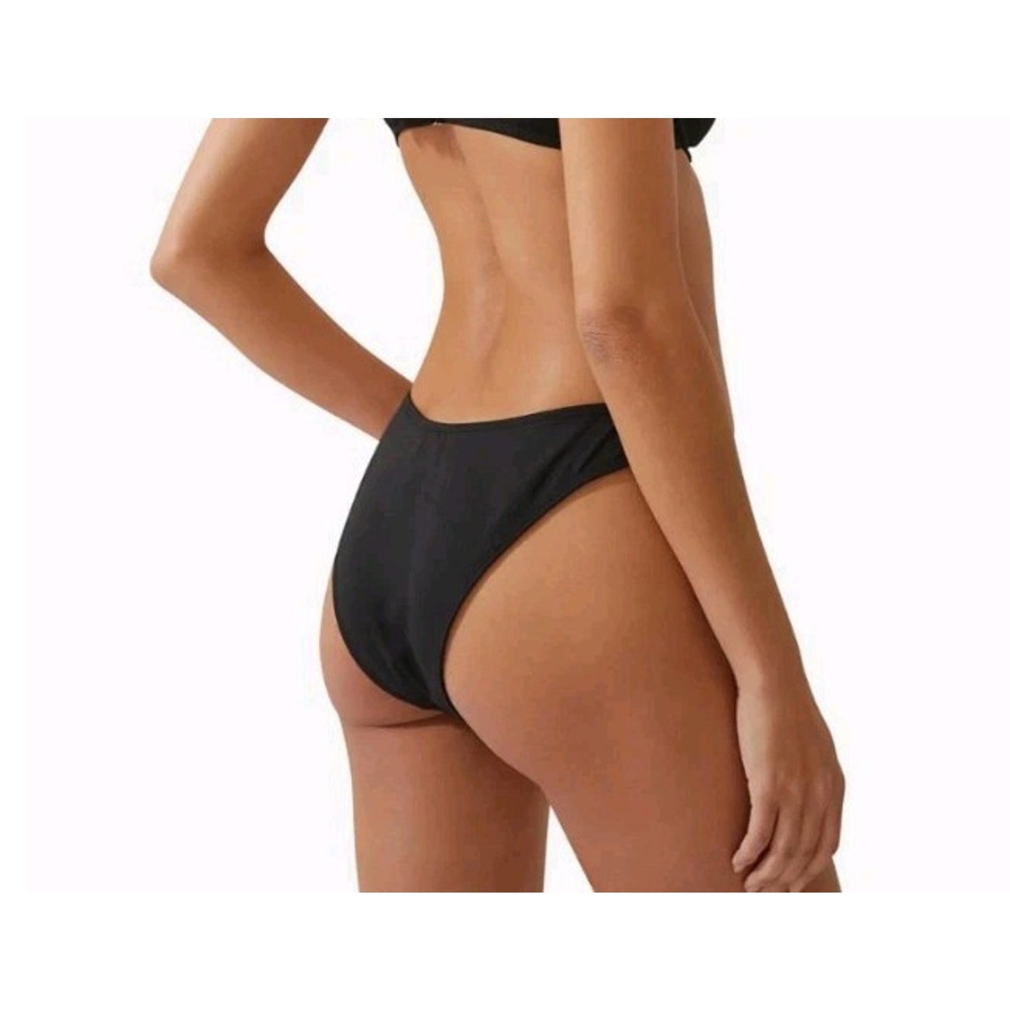Cotton On Women Refined High Side Brazilian Bikini Bottoms Black Size L #G17