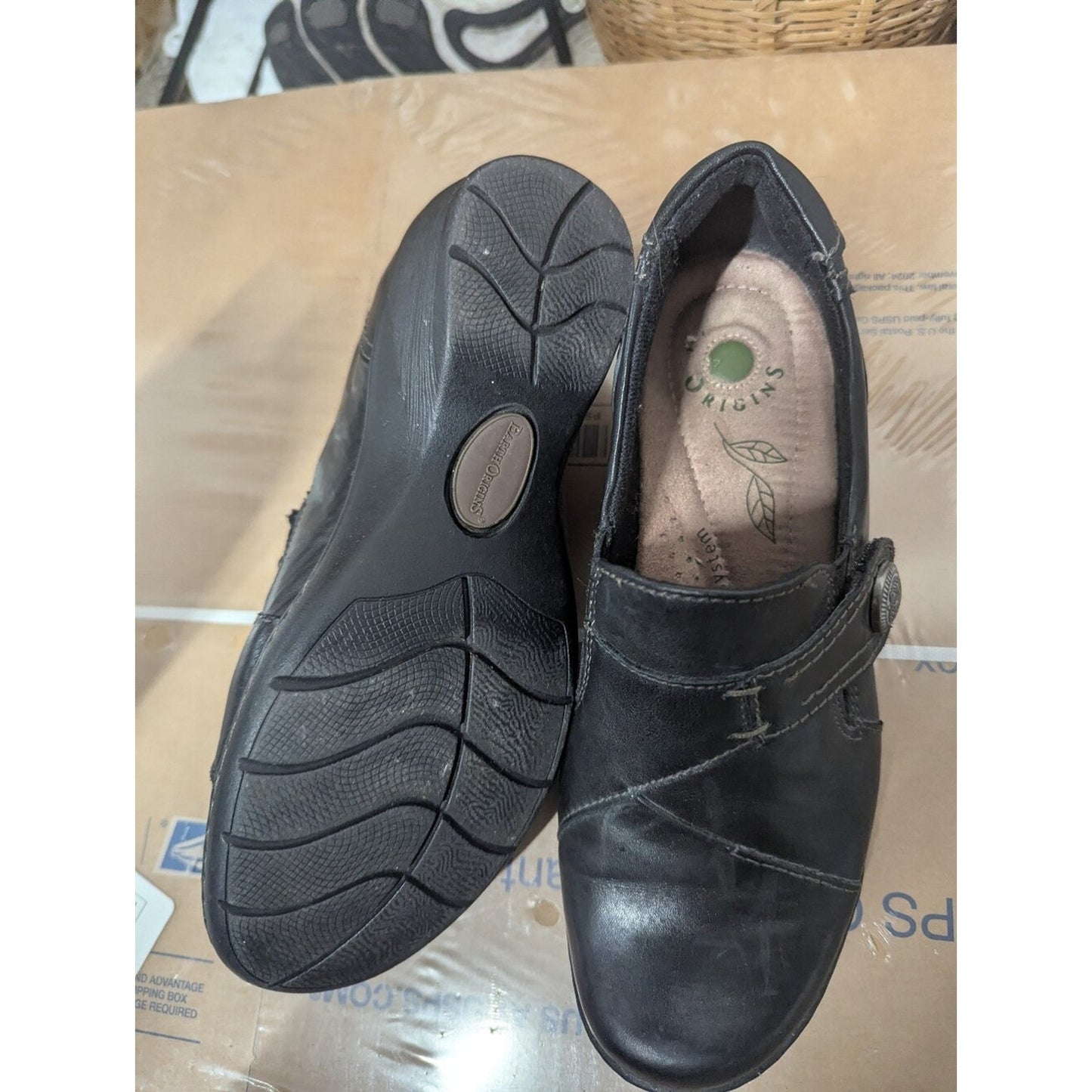 Earth Origins Black Leather Mary Jane Shoes Women’s Comfort Walking Clogs