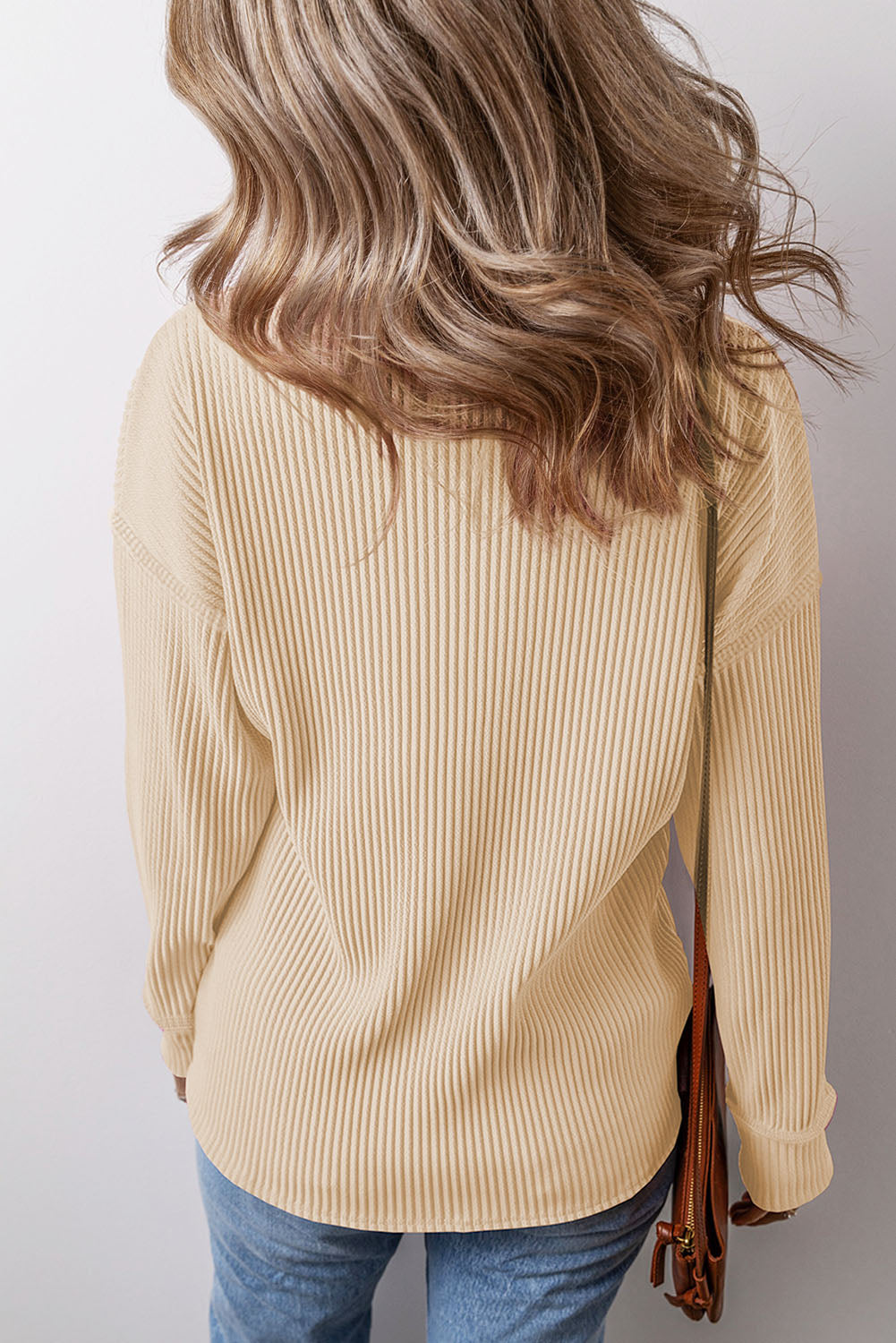 Pocketed Round Neck Long Sleeve Top - Scarlett's Riverside Boutique 