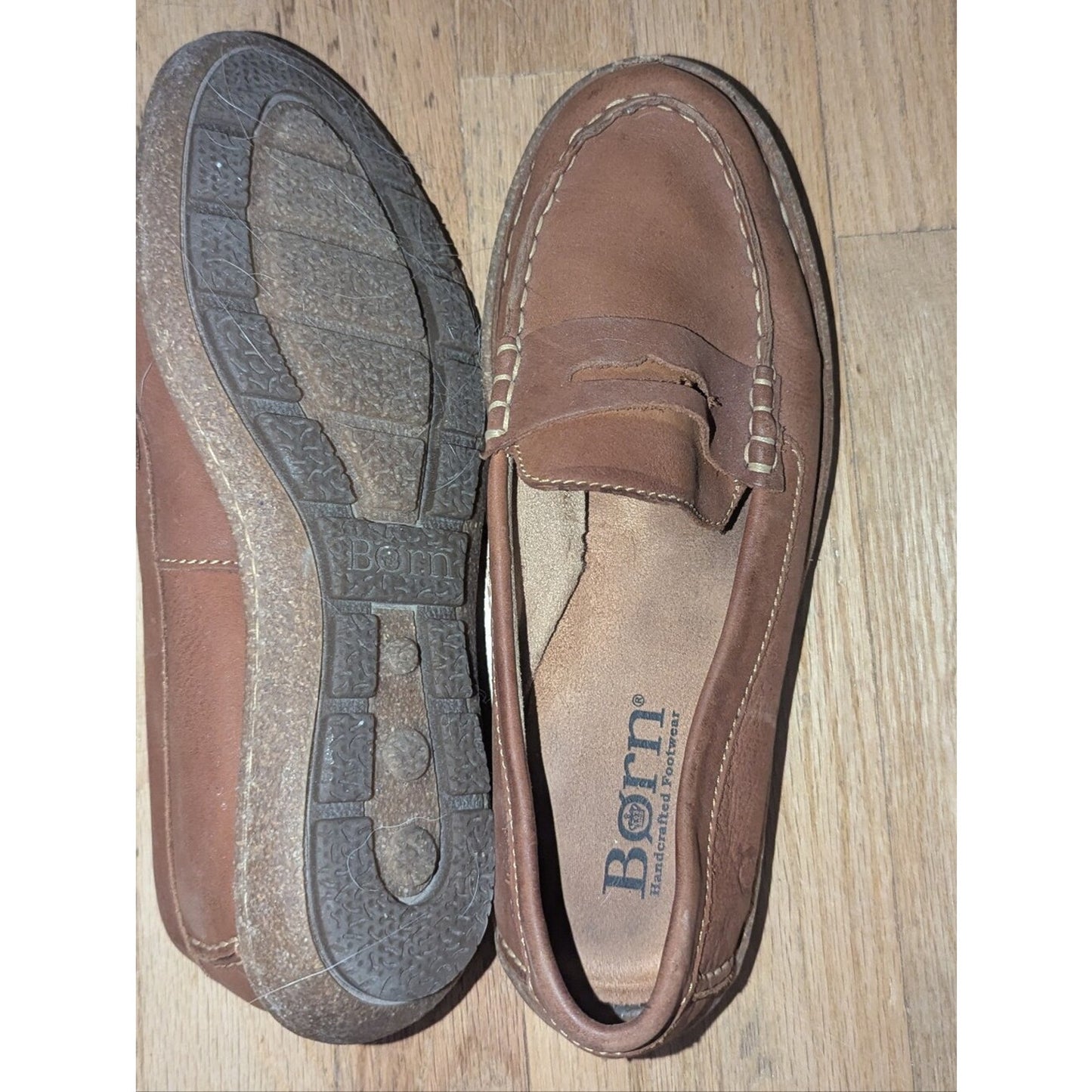 Born Women’s Size 9.5 Brown Leather Penny Loafers Handcrafted Comfort Slip On