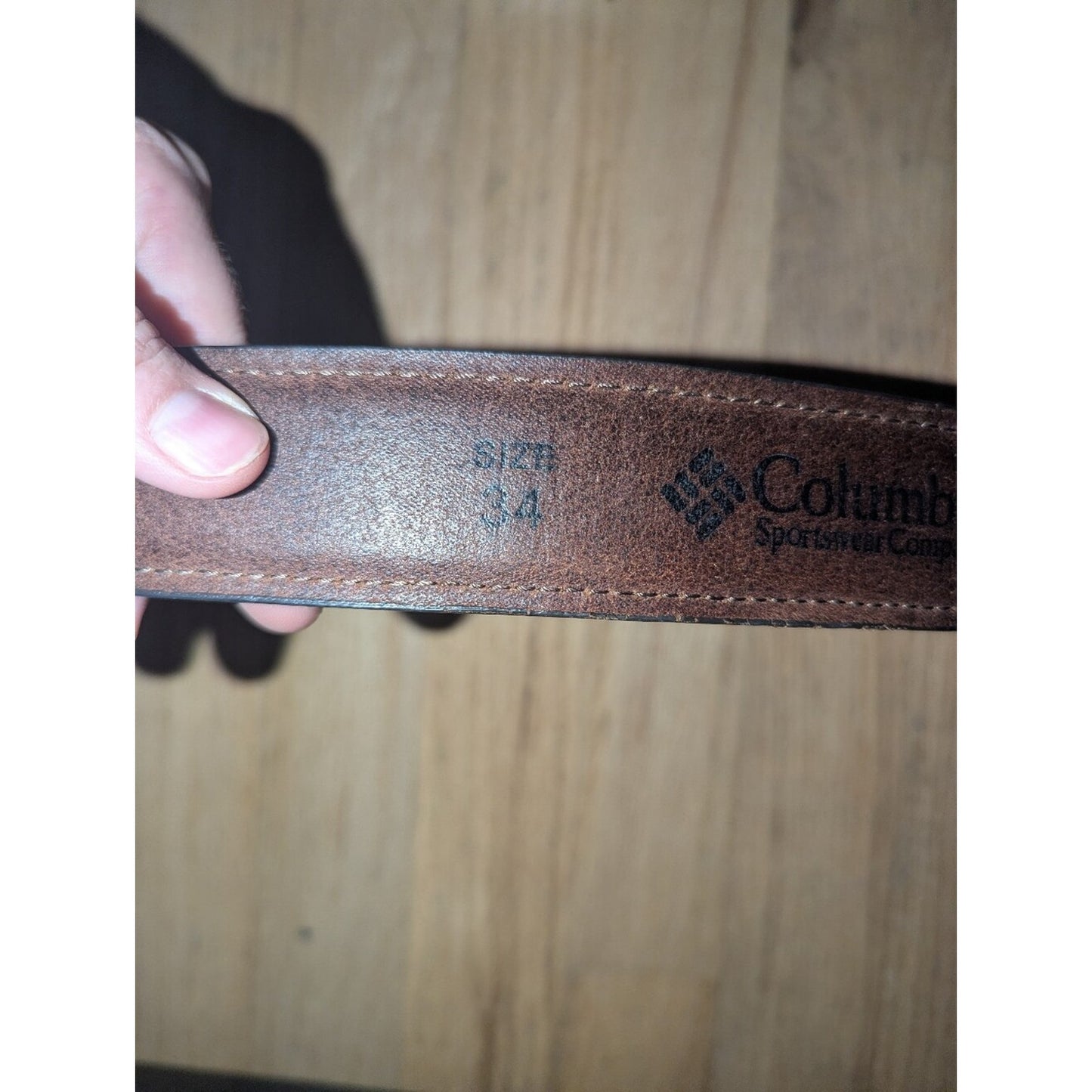 Columbia Sportswear Men’s Size 34 Brown Leather Belt Distressed Casual Outdoor B