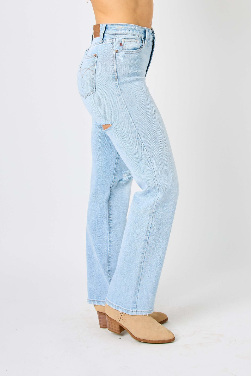 Judy Blue Full Size High Waist Distressed Straight Jeans - Scarlett's Riverside Boutique 