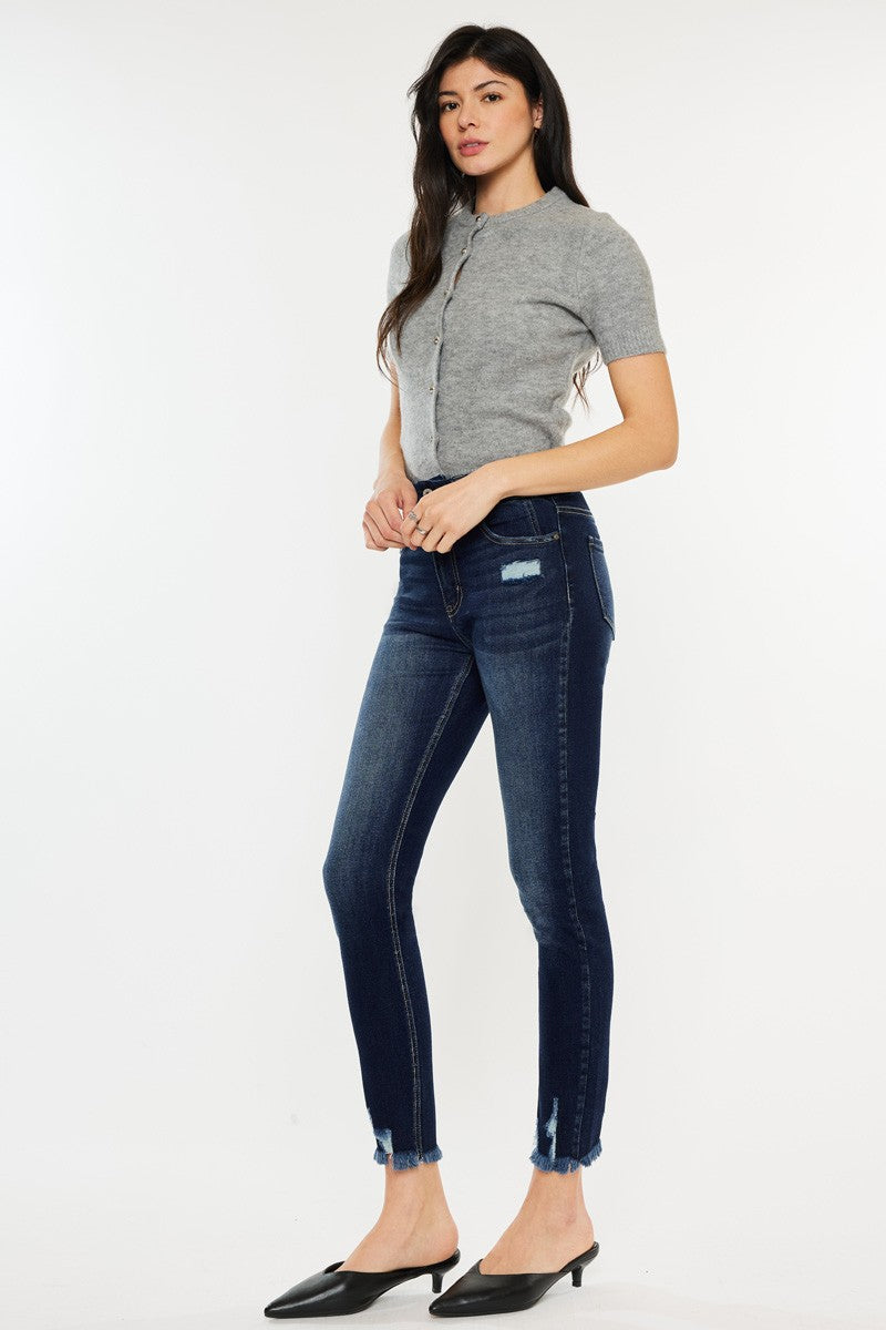 Kancan Full Size Cat's Whiskers Raw Hem High Waist Jeans - Scarlett's Riverside Boutique 