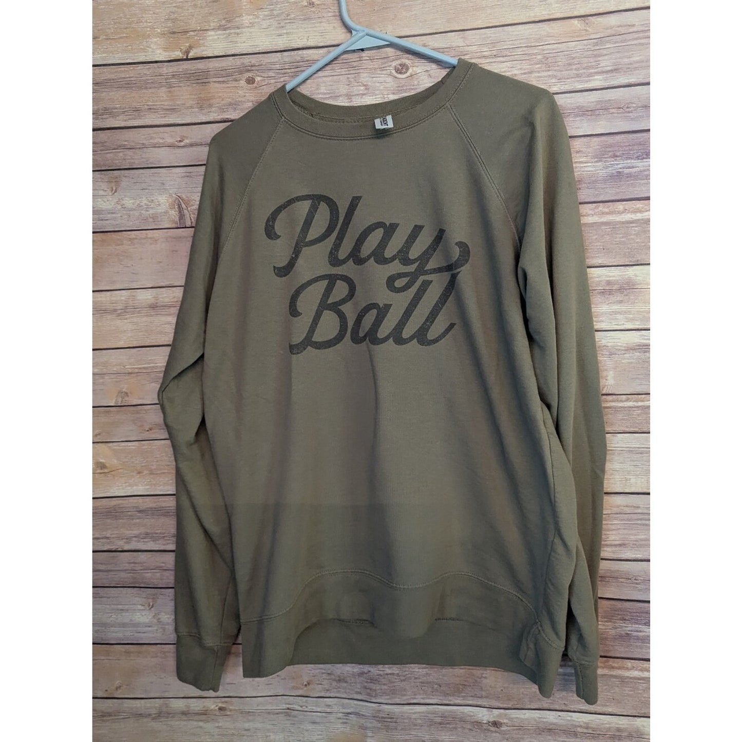 Independent Trading Co Play Ball Sweatshirt Women’s Large Olive Green Baseball P