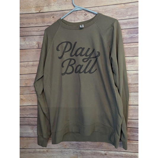 Independent Trading Co Play Ball Sweatshirt Women’s Large Olive Green Baseball P