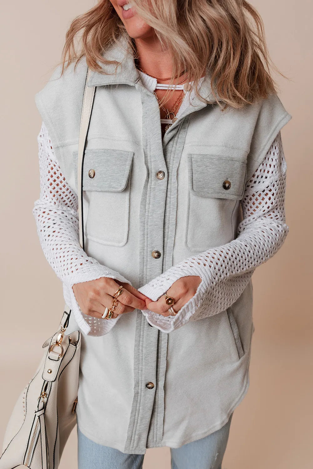 Pocketed Button Up Collared Neck Vest - Scarlett's Riverside Boutique 