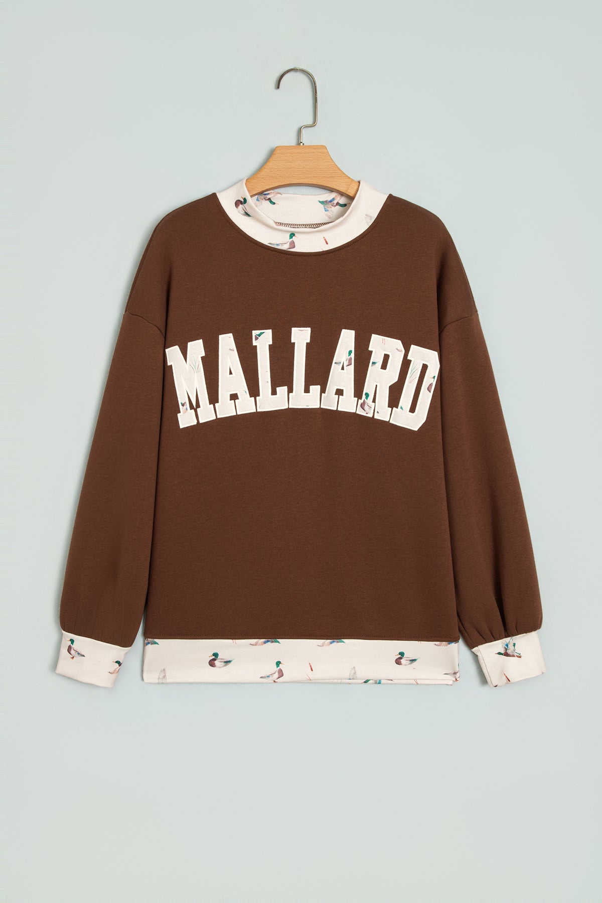 Four Leaf Clover Western Contrast Detail Letter Graphic Baggy Sweatshirt