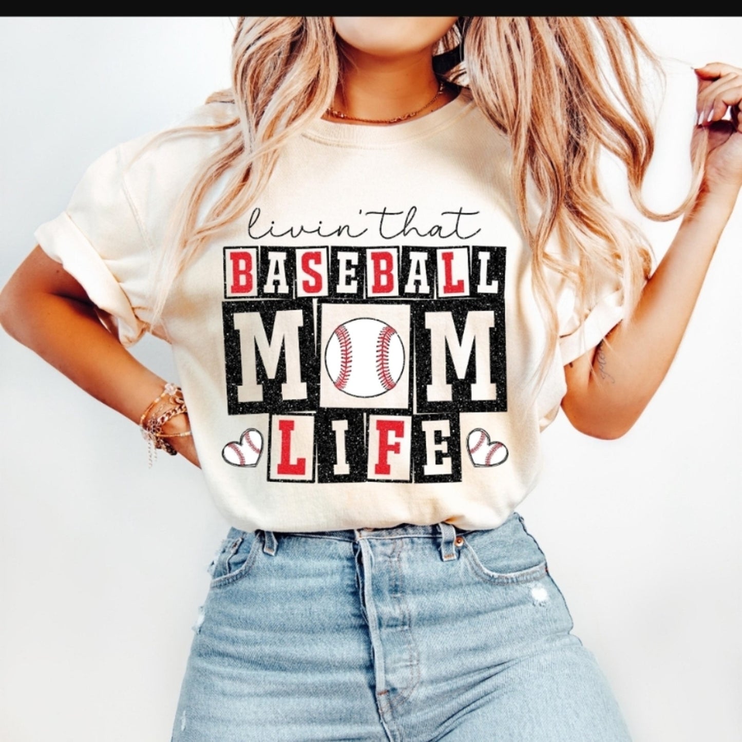 Gildan Cream Baseball Mom Life Tee