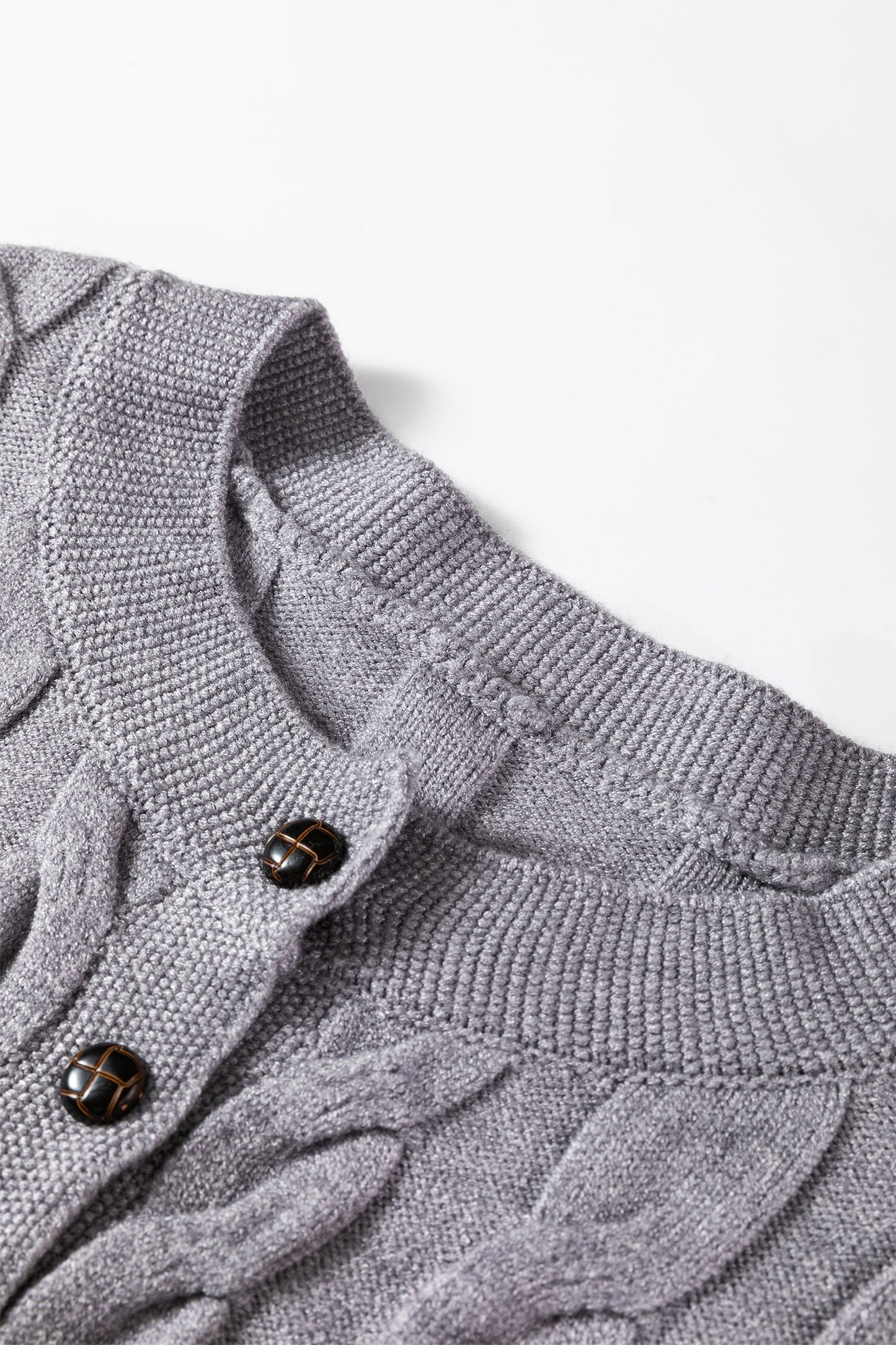 Grey Cable Knit Cardigan Sweater
