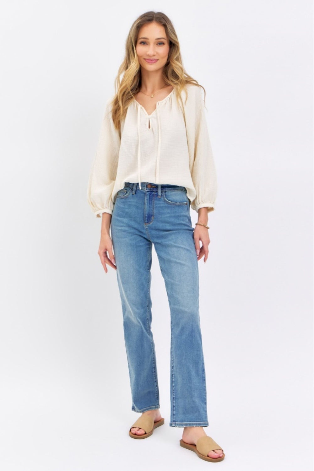 Judy Blue Full Size High Waist Straight Jeans. 29" inseam - Scarlett's Riverside Boutique 