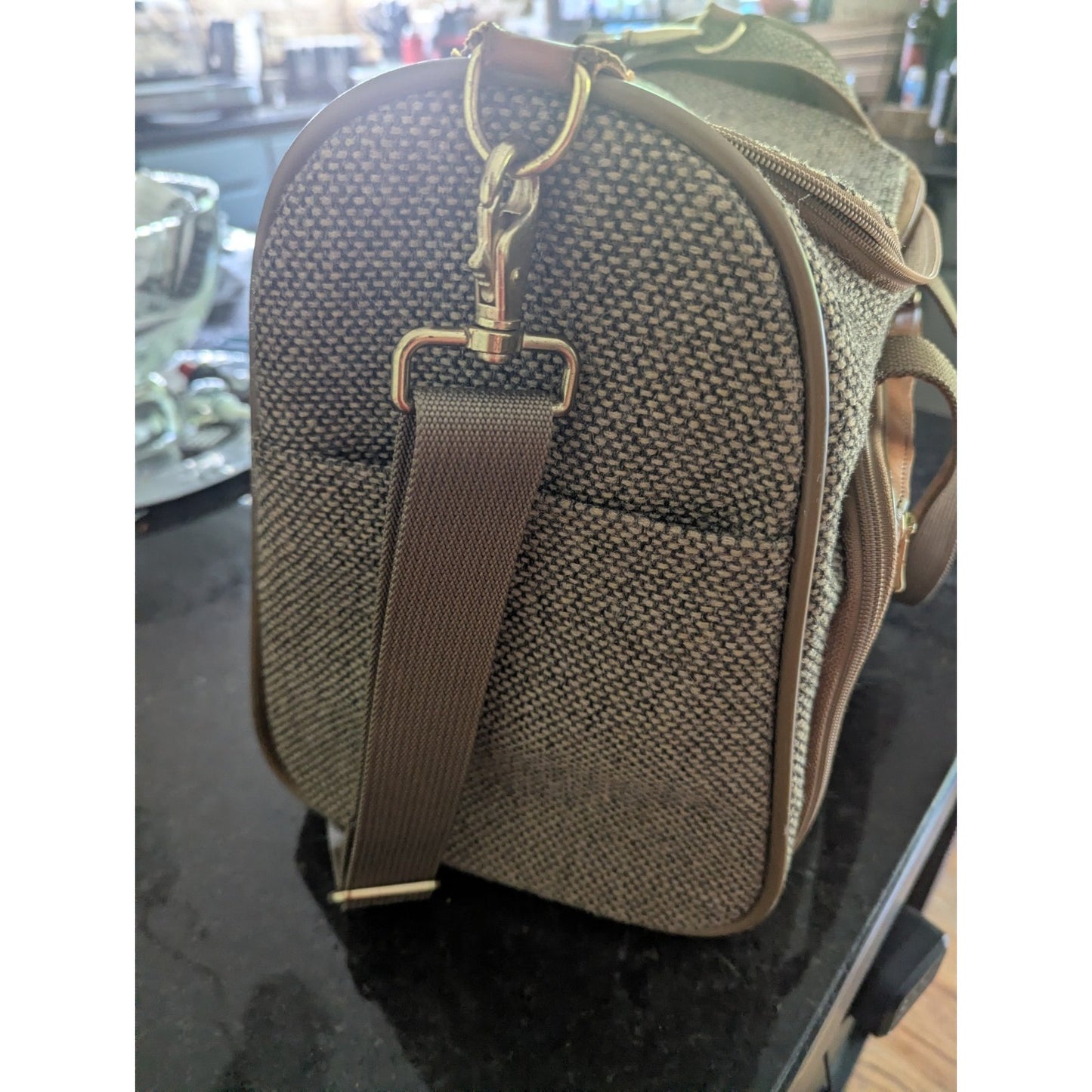 Vintage Hartmann Tweed & Leather Carry On Duffle Cosmetics Case Luggage Bag 15"