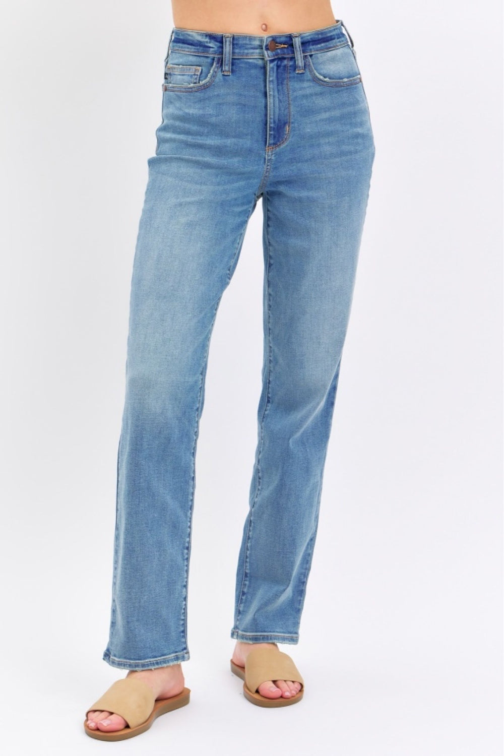 Judy Blue Full Size High Waist Straight Jeans. 29" inseam - Scarlett's Riverside Boutique 