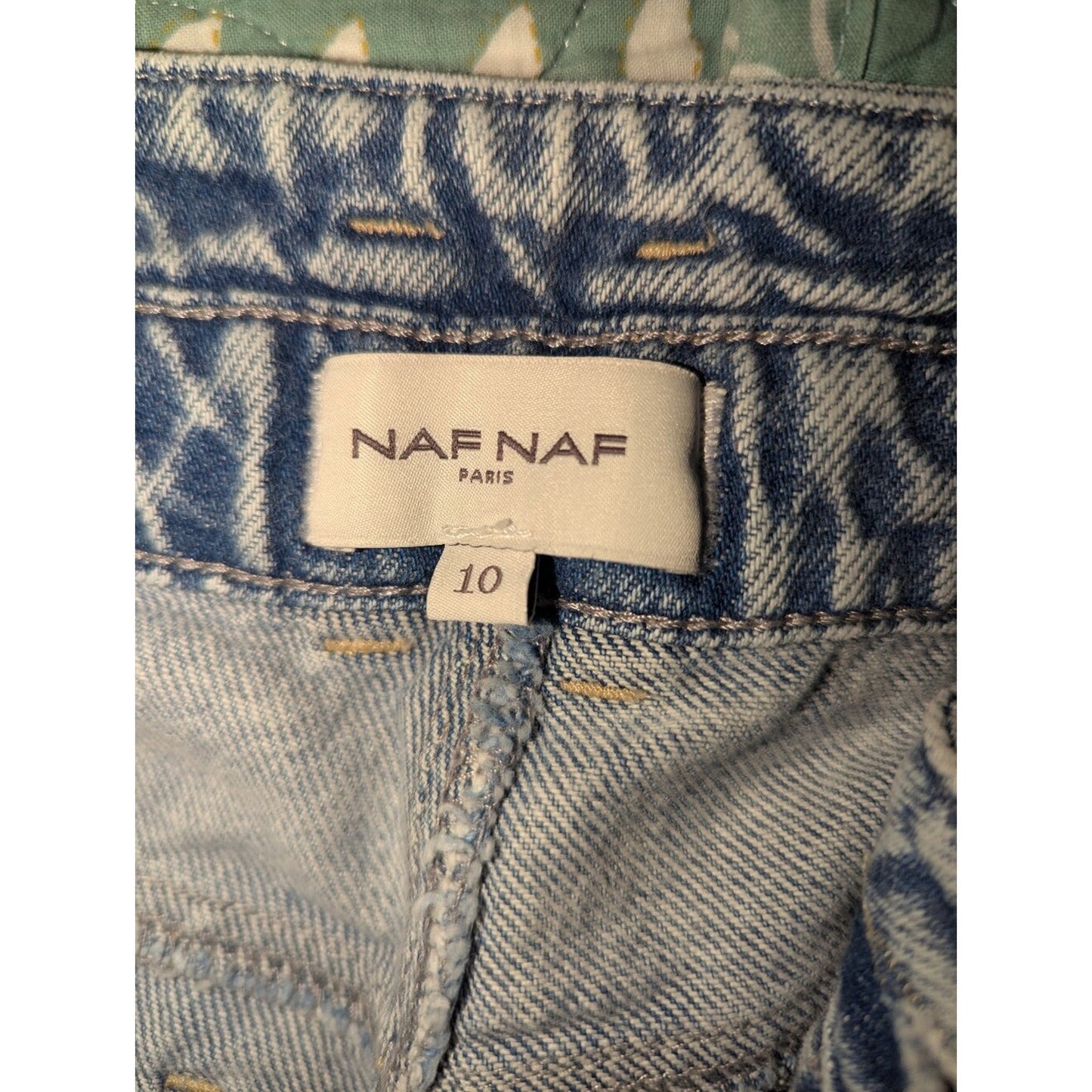 NAF NAF Paris Denim Shorts Women’s Size 10 High Rise Acid Wash Cuffed Jean Short