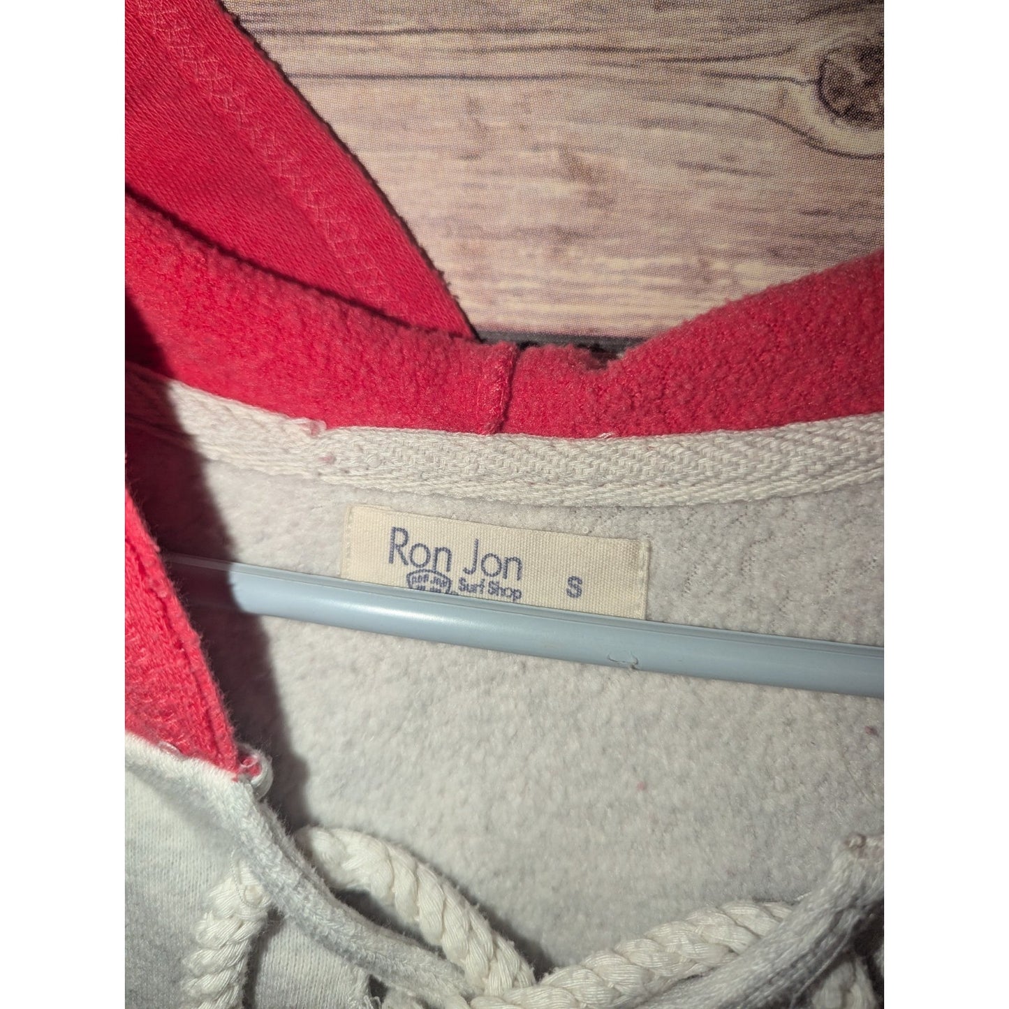Ron Jon Surf Shop Hoodie Womens Small Red Gray Lace Up Pullover Sweatshirt