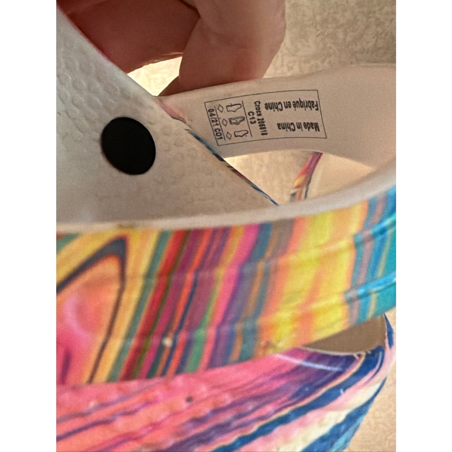 Crocs Kids Classic Clog C13 Rainbow Marbled Swirl Slip On Shoes Charms Colorful