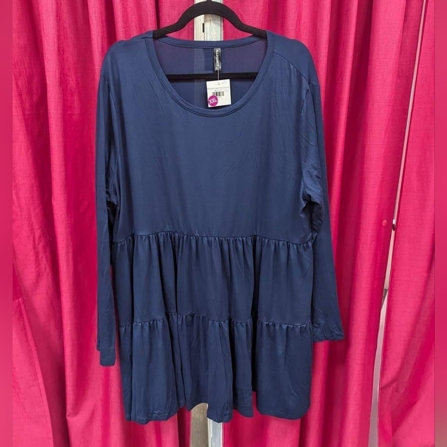 NWT Boutique Navy Tiered T-Shirt Dress 2XL | Plus Size Flowy Babydoll Casual
