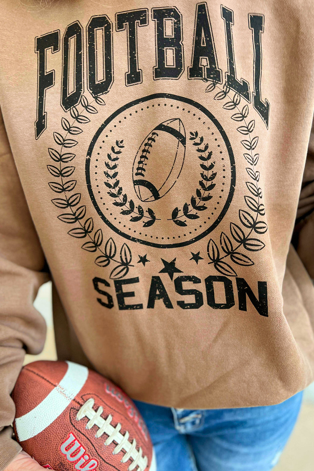 Khaki Rugby FOOTBALL SEASON Graphic Game Day Sweatshirt - Scarlett's Riverside Boutique 