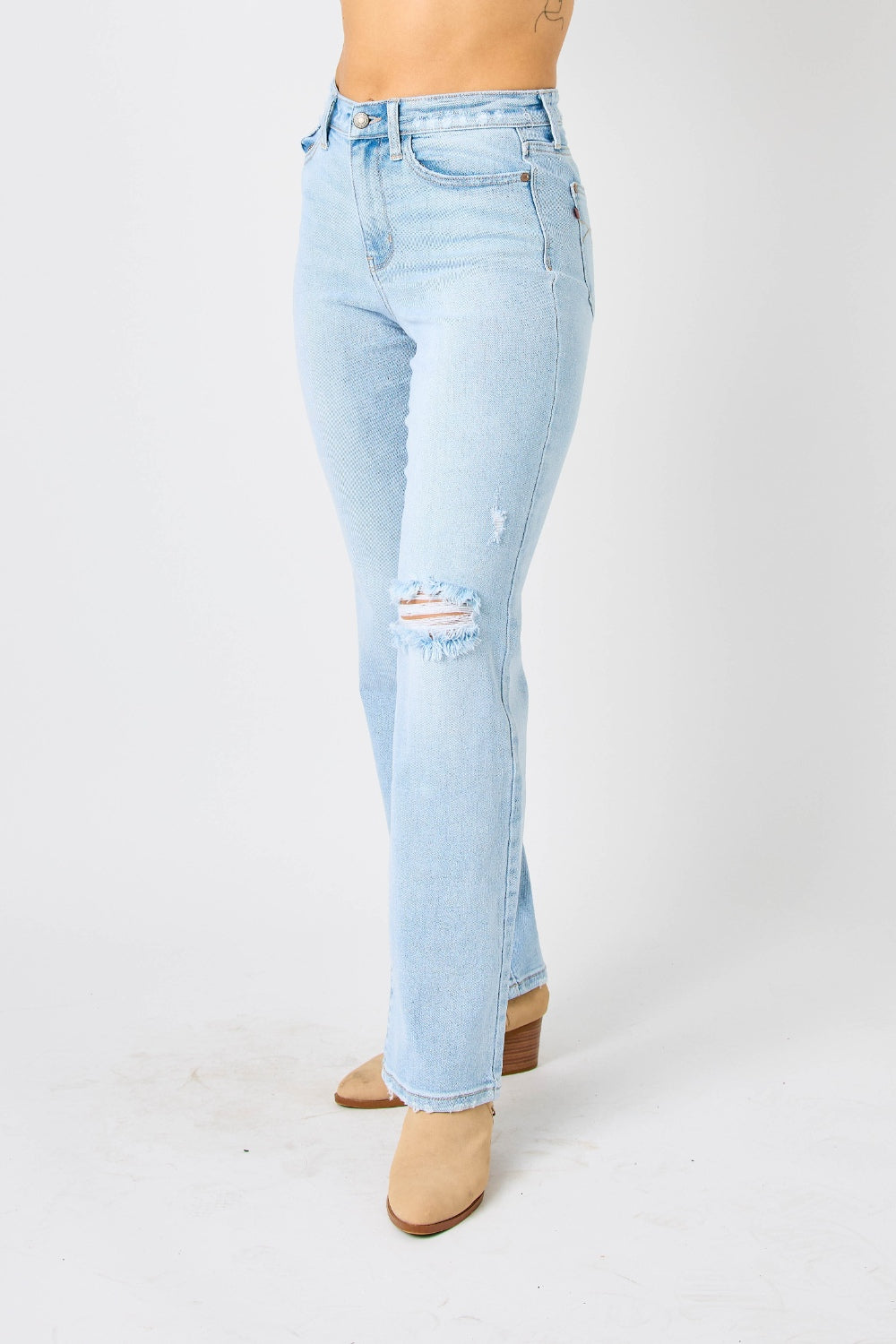 Judy Blue Full Size High Waist Distressed Straight Jeans - Scarlett's Riverside Boutique 