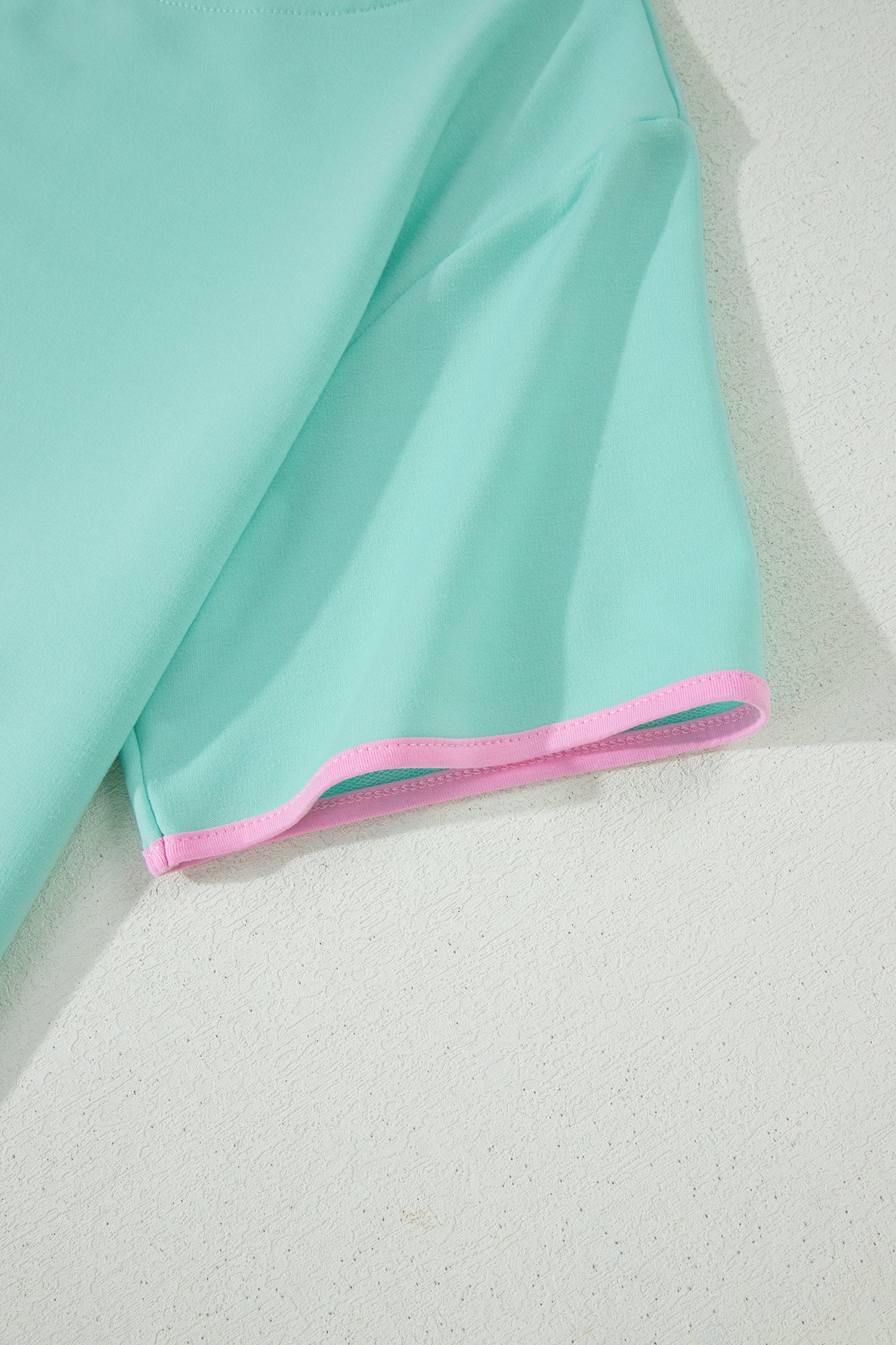 Turquoise Colorblock Edge Drop Shoulder T Shirt and Skort 2Pcs Set