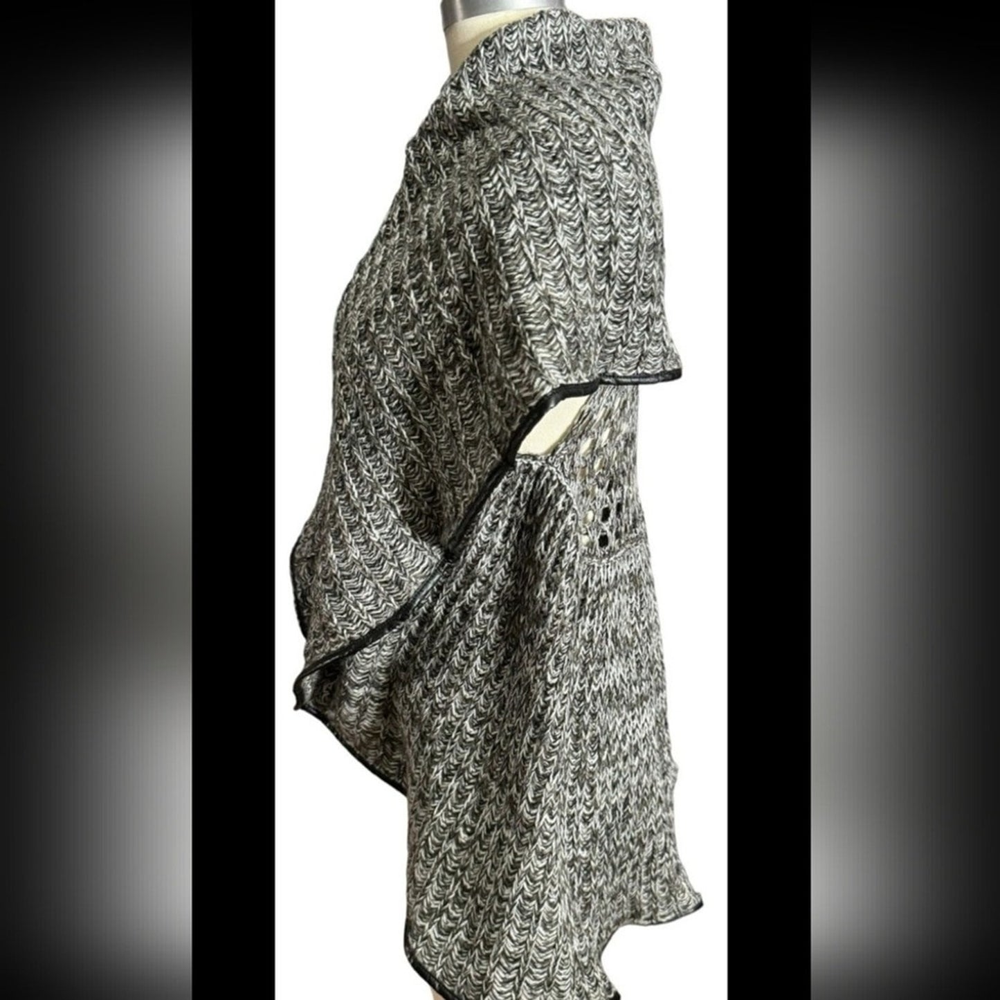 Women's XL Gray Marled Knit Open Front Cardigan Sweater Shawl Wrap Cozy Boho #E8