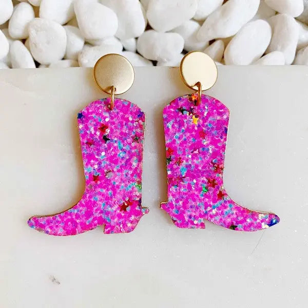 Glittered Up Cowgirl Earrings - Scarlett's Riverside Boutique 