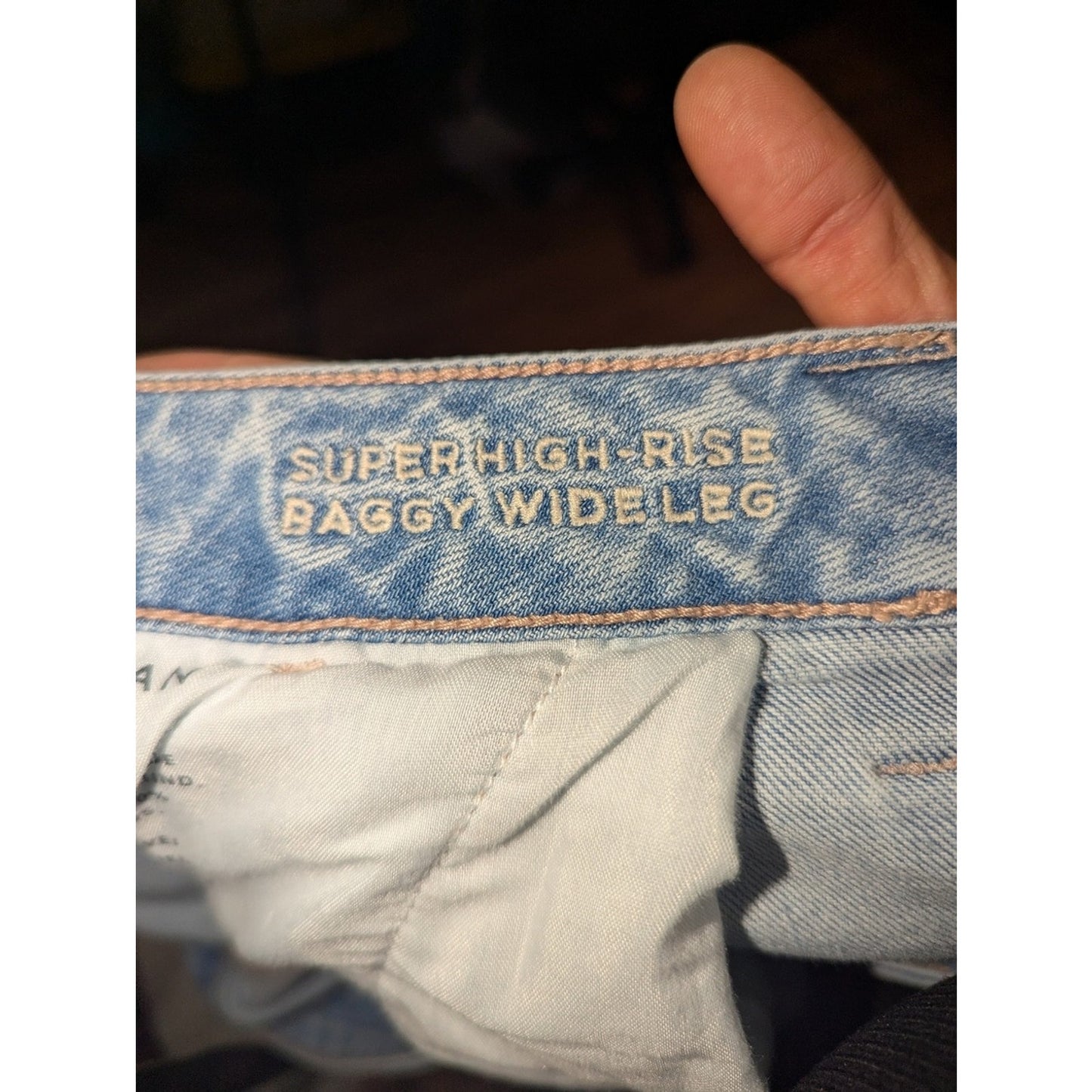 American Eagle Women’s Light Wash Wide Leg Cargo Jeans Utility Denim Pants S 12
