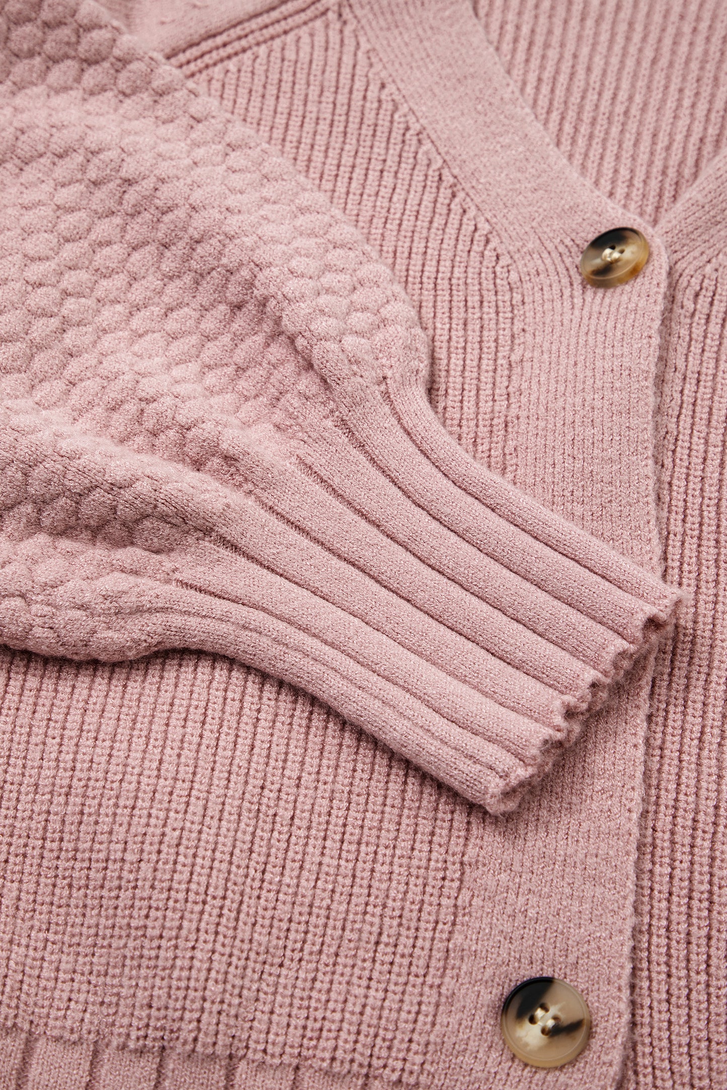 Soft Taupe Balloon-Sleeve Button Cardigan ✨