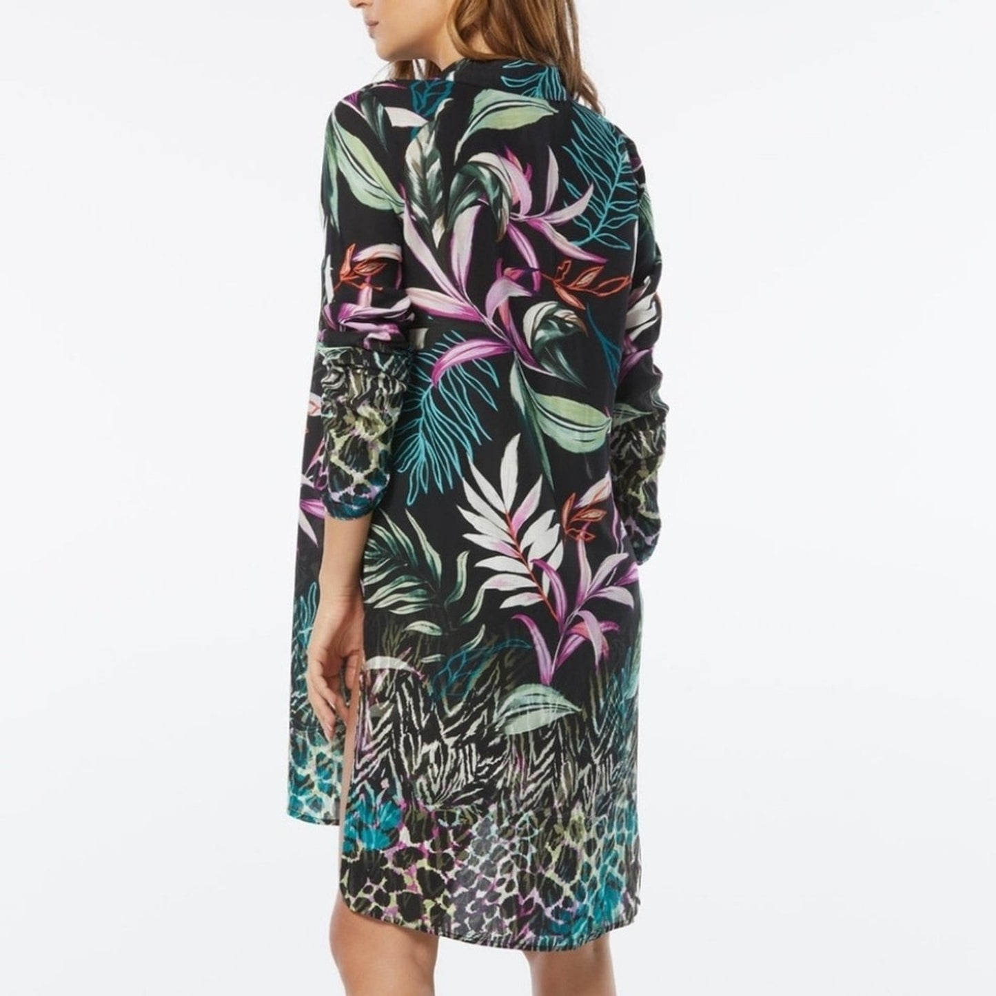 Carmen Marc Valvo Black Floral Swim Cover-Up. NWT Sz M #F12