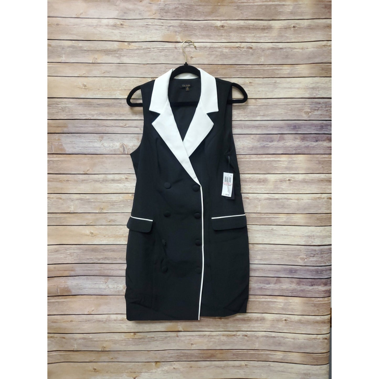 City Studio Black & White Button-Detail Dress Size 13