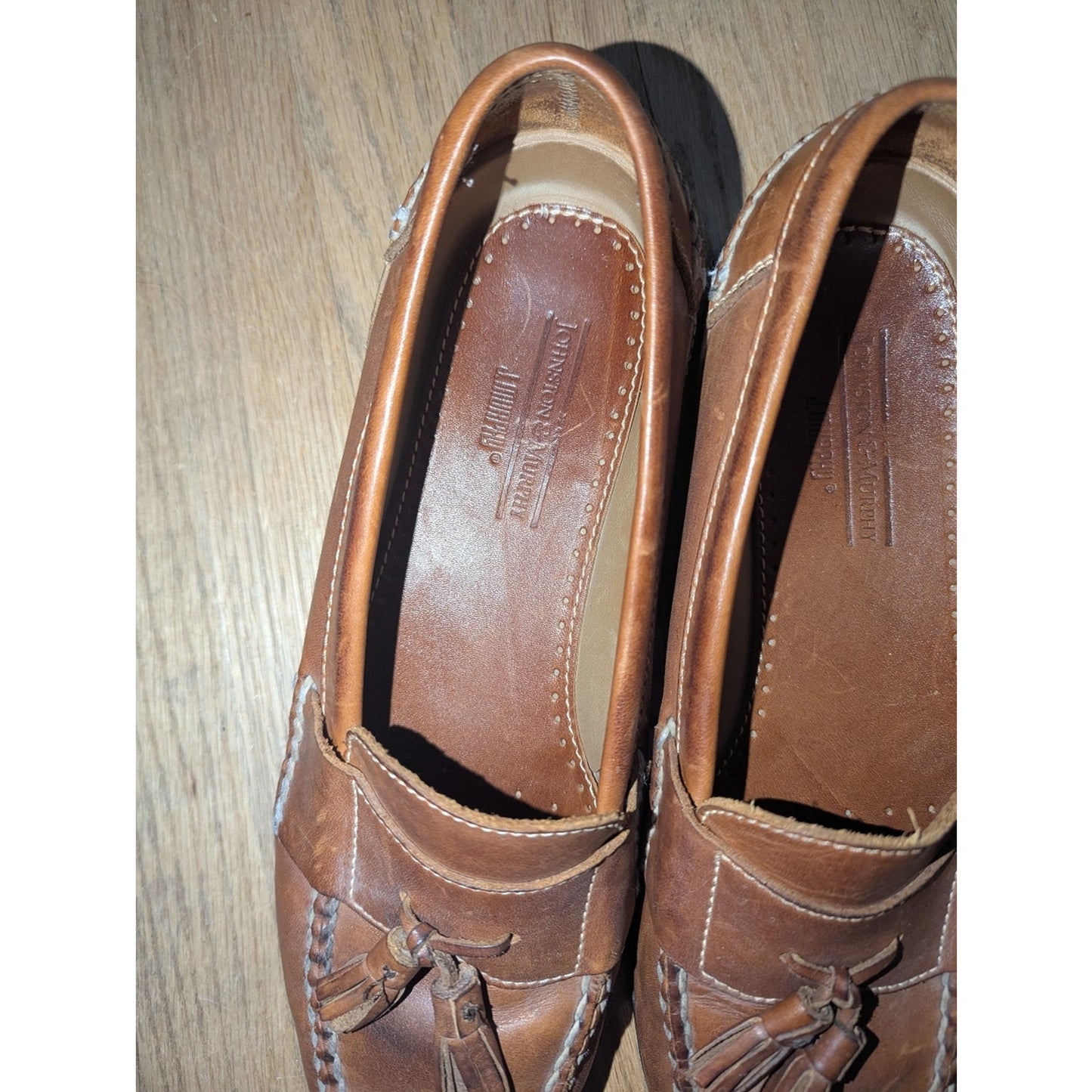 Johnston & Murphy Mens Tassel Loafers Brown Leather Moc Toe Slip On Dress Shoes