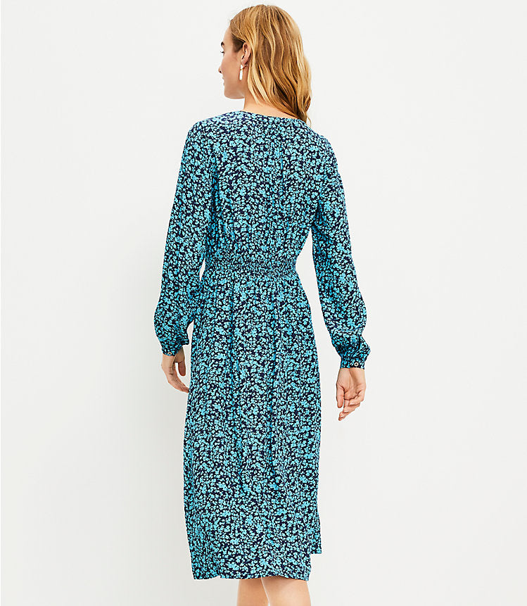 Loft blue floral midi dress. Size 10. RS 29