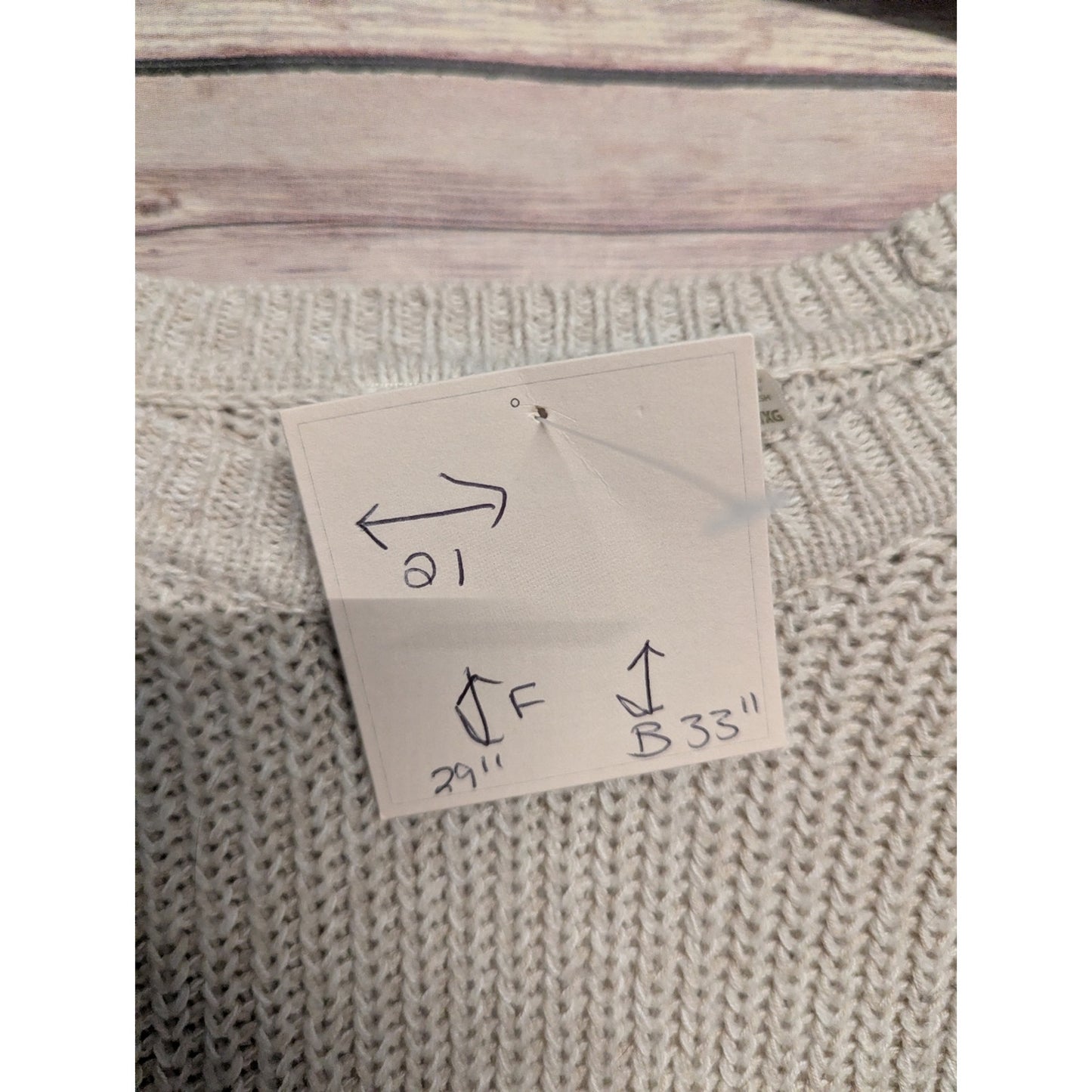 RD Style Boho Chunky Knit Sweater Tunic XL Beige Side Button Hi Low Pullover #O6