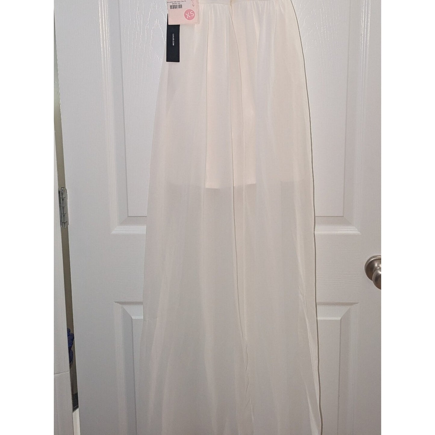 Lulus White Ivory Halter Dress Womens XS NWT Lace Back Open Back Bridal Shower